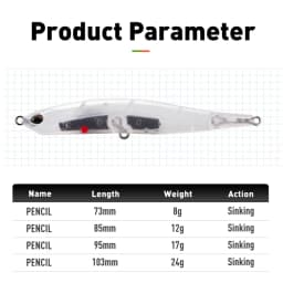 Sinking Pencil Fishing Lures Hard Baits 73mm 85mm 95mm 103mm Artificial Wobblers Baits Sea Bass Fishing Tackle Lures