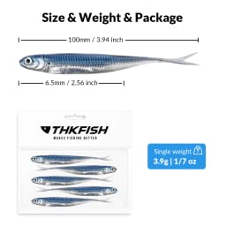 THKFISH 5pcs/6pcs Fishing Bait Lures 100mm 75mm Soft Silicone Artificial Bait Saltwater 3.9g Rubber Soft Lure For Bass Fishing