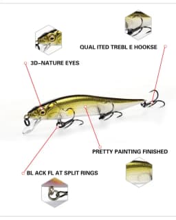 Mini Floating Minnow Fishing Lures with Noise Ball 97mm 9g Crankbait Wobblers Swimbait Artificial Hard Baits Bass Sea Fishing