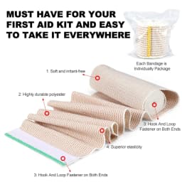 1Roll Premium Elastic Bandage Wrap,Cotton Latex Free Compression Bandage Wrap with Self-Closure,Support & First Aid for Sports