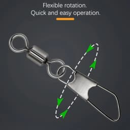 DNDYUJU 100pcs Stainless Steel A-type Pin Fishing Lure Connector Fishing Bearing Rolling Swivels Carp Fishing Accessories