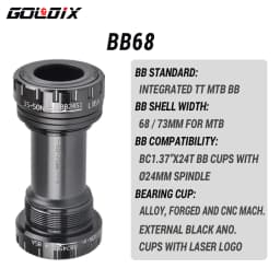 GOLDIX BB68 BB92 Bike Bottom Bracket Adapter Screw‑In & Press‑Fit 68/73mm Frame Shell 24mm Crank Axle MTB Road Bicycle Bottom Br