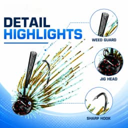 HASIDA BKK Rubber Jig Fishing Lure Skirted Jig Head with Rotating Hook for Black Bass Freshwater Saltwater Fishing
