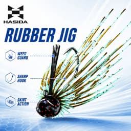HASIDA BKK Rubber Jig Fishing Lure Skirted Jig Head with Rotating Hook for Black Bass Freshwater Saltwater Fishing
