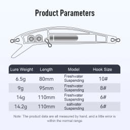 KINGDOM SP Shadow Fishing Lures 6.5g 9g 14g 14.2g Suspending Minnow Wobbler Crank Baits Artificial Sea Bass Pike Fishing Tackle