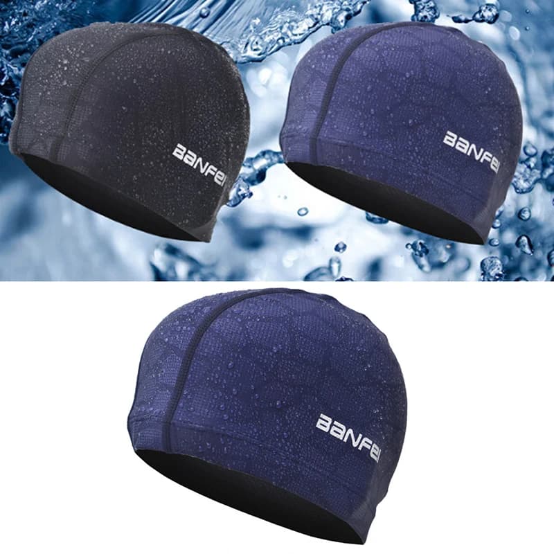Men's Adjustable Summer Waterproof Quick-dry Swimming Caps Nylon Elasticity Flexible Durable Adult Male Swimming Hat