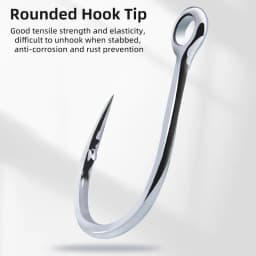 ZYZHE 5~10pcs/Lot Single Lure Hook 4#-13/0# 12 Sizes Bkk 8095 Hooks Saltwater Ultra-Antirust Coating Fakebait Assist Hooks