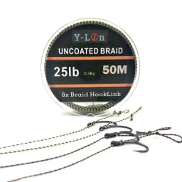 50m 8 Stand Camouflage Carp Fishing Line Soft Hook Link Carp Hooklink Uncoated Braid Line For Hair Rig 25 35LB Rigging Line