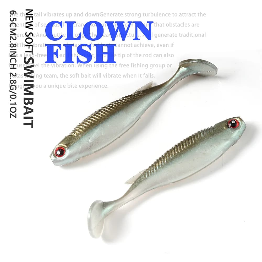SUNMILE 2025 New Soft Bait 6.5CM Swimbait for Bass Pike Zander Snook Perch Fishing Lures with 3D EYES JIG Head Rig Soft Lure
