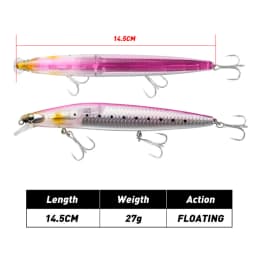 Long Casting Fishing Lure 14.5cm 27g Floating Minnow with Flash Blade Fishing Bait for Seabass High Quality