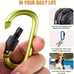 ZHUOHUA Carabiner Clips with Screw Gate,10 Pcs 3" Aluminum Carabiner D Shape Buckle Pack,Keychain Clip,Spring Snap Hook Buckle