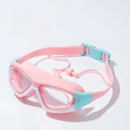 Children's High-definition Waterproof And Anti Fog Swimming Large Frame Glasses, Convenient Goggles Silicone Connected Earplugs
