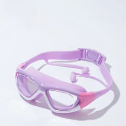 Children's High-definition Waterproof And Anti Fog Swimming Large Frame Glasses, Convenient Goggles Silicone Connected Earplugs