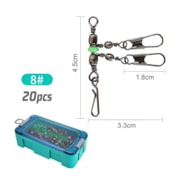 8#/10# 25pcs Luminous Fishing Pin Connector Barrel Swivels Squid Jig Hard Bait With Interlock Snap Fishing Swivels Snap Tackle