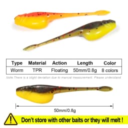 Rosewood Crappie Minnow Shad Soft Baits 5cm Ajing Worm Fishing Lure Willow Tail TPR Floating Drop Shot Ocean Rock Fishing Tackle