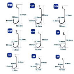 9KM 50Pcs Fishing Worm Hooks Offset EWG Hooks High Carbon Steel for Bass Barbed Shank Saltwater
