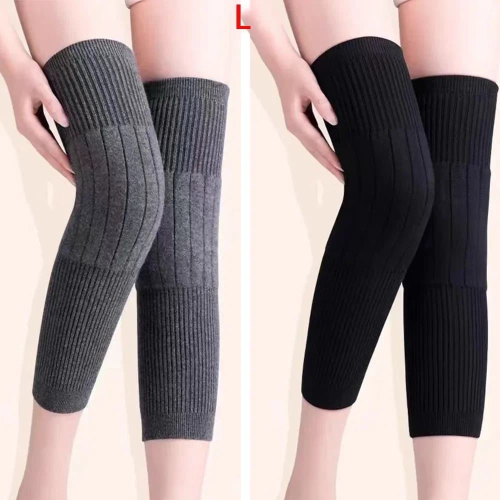 Unisex Winter Knit Plush Knee Braces Exercise Protection Velvet Knee Pads Warm Material Sleeve Pain Relief Ski Cycling Running