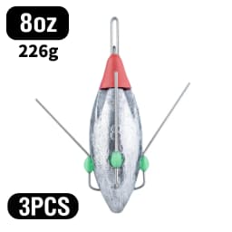 3Pcs Sputnik Fishing Sinker 3oz-8oz Surf Fishing Weight with Glow Bead Fast Sinking Casting Sinkers Catfish Beach Spider Weights