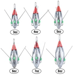 3Pcs Sputnik Fishing Sinker 3oz-8oz Surf Fishing Weight with Glow Bead Fast Sinking Casting Sinkers Catfish Beach Spider Weights