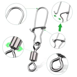 DNDYUJU 50pcs Pike Fishing Accessories Connector Pin Bearing Rolling Swivel Stainless Steel Snap Fishhook Lure Swivels Tackle