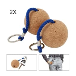 2 Pcs 50mm Floating Cork Ball Key Ring Sailing Boat Float Buoyant Rope Ultraweight Wooden Keychain Keyring Kayak Accessories