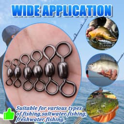 FishTrip 50Pcs Crane Swivels Rolling Swivels Stainless Steel Fishing Swivels Heavy Saltwater Fishing Tackles Black Nickel