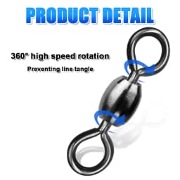 FishTrip 50Pcs Crane Swivels Rolling Swivels Stainless Steel Fishing Swivels Heavy Saltwater Fishing Tackles Black Nickel