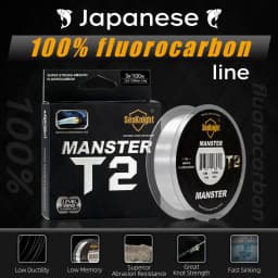 SeaKnight Brand MANSTER T2 Series 100% Fluorocarbon Fishing Line 100M, Carbon Fiber Line 3-35LB Upgrade Sinking Line Sea Fishing