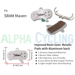 4 Pairs Ex Plus Bicycle Disc Brake Pads For SRAM Maven All series Caliper, Improved Resin