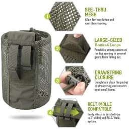 Tactical Molle Dump Pouch Outdoor Roll-Up Drawstring Magazine Utility Folding Waist Bag Mesh Foldable Sport Hunting EDC Pocket