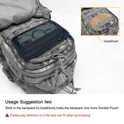 IDOGEAR Tactical Mesh Pouch Insert Modular Bag Compartment Utility Organizer Admin Pouch EDC Net Pocket w/ Hook Fasteners 35112