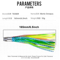 TEASER TR003 55g Copper Head Octopus Squid Skirt Bait Marlin Tuna Saltwater Big Size Trolling Lure UV Deepsea Fishing Tackle