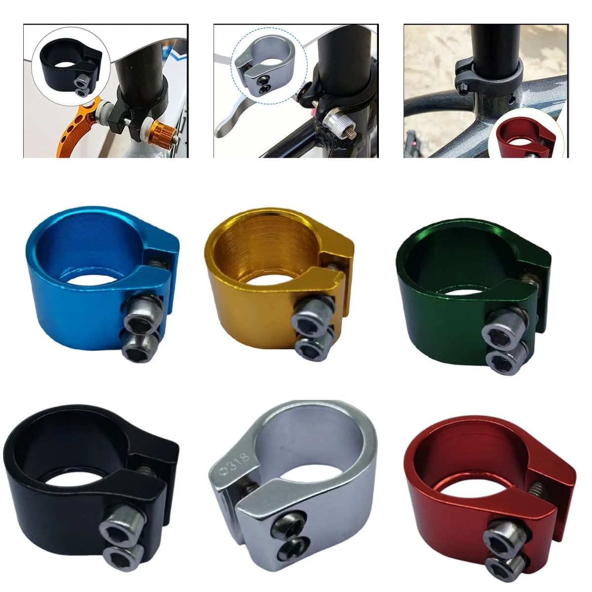 Bike Seatpost Clamp Double Layer Clamp Double SeatPost Clip 28.6/31.8/34.9mm Seat Tube Clamps Seatpost Clamp Bicycle Accessories