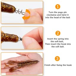 10Pcs Screw Lock Hook 1# 9/0# Offset Worm Hooks with Spring Pin Sharp Crank for Soft Lure Fishing Spring-lock Set Fishhook