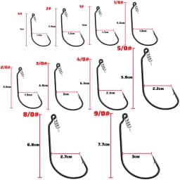 10Pcs Screw Lock Hook 1# 9/0# Offset Worm Hooks with Spring Pin Sharp Crank for Soft Lure Fishing Spring-lock Set Fishhook