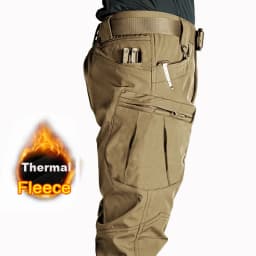 Men's Winter Autumn Softshell Fleece Tactical Pants Military Combat Waterproof Thermal Hiking Camping Climbing Hunting Trousers