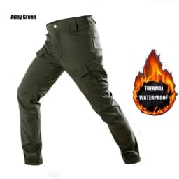 Men's Winter Autumn Softshell Fleece Tactical Pants Military Combat Waterproof Thermal Hiking Camping Climbing Hunting Trousers