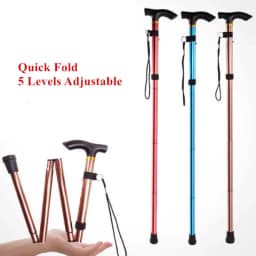 Multifunction Walking Stick Trekking Poles Telescopic Fold Crutches Hiking Stick Crutch Elderly Metal Stick Walking Cane Outdoor