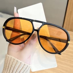Hiking 2pcs Oversized Pilot Oval Frame Anti Light Glasses Women Punk Style Vintage Double Beam Shades For Lady Outdoor Eyewear