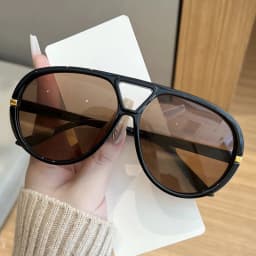 Hiking 2pcs Oversized Pilot Oval Frame Anti Light Glasses Women Punk Style Vintage Double Beam Shades For Lady Outdoor Eyewear