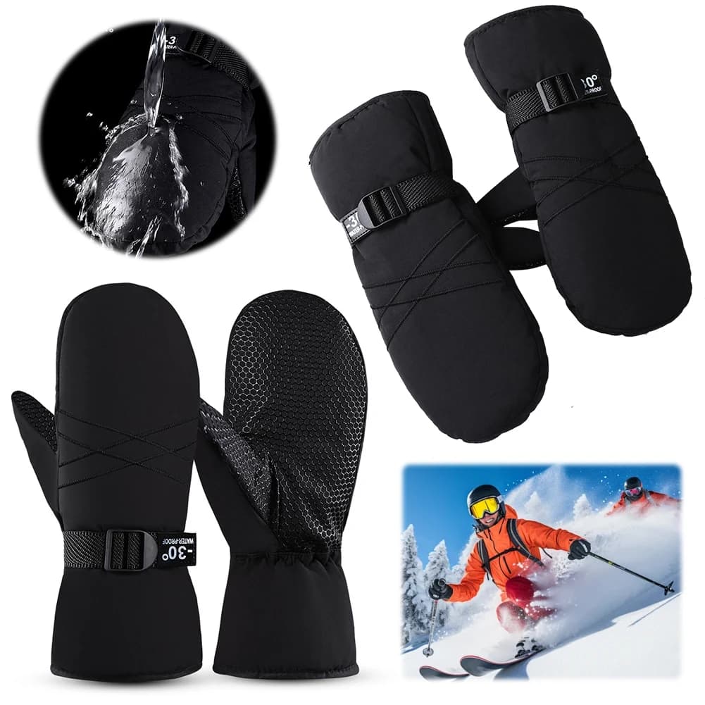 Ski Mittens Waterproof Snow Gloves Windproof Cycling Gloves Snowboard Gloves Cold Weather Gloves for Men & Women
