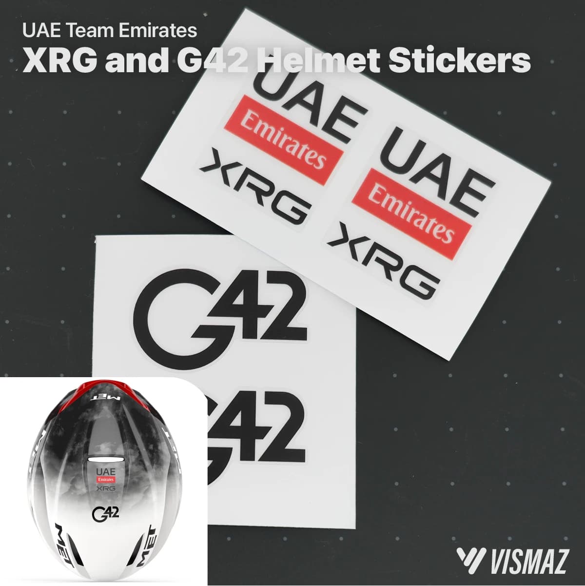 UAE Team XRG G42 Bike Helmet Stickers Cycling Team DIY Decal Waterproof Vinyl Durable Stickers Accessories