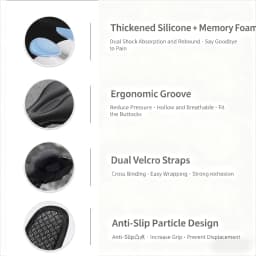 Silicone & Memory Foam Bike Seat Cover, Shock-Absorbing Anti-Slip Cushion, Magic Tape & Drawstring Options for Comfort Riding