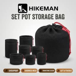Hikeman Portable Set Pot Storage Bag Ultra Light Mesh Fabric Tableware Breathable Drawstring Buckle Bundle Mouth Handbag Outdoor