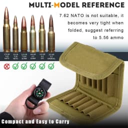 12/14 Rounds Tactical Rifle Ammo Pouch Buttstock Shell Holder Cartridge Carrier Utility Bullet Bandolier Carrier for .223/.30Cal