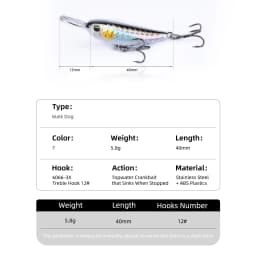 OUTKIT 2025 New Micro Sinking Minnow 40mm/5.8g Fishing Bait Artificial Pencil Lure Topwater Bait For Bass Trout Fishing Lures