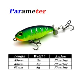 3g 5g 8g Testar Surface Propeller Pencil Bait Topwater Wobbles Artificial Free Rotating Spin Tail Trout Bass Pike Fishing Lure