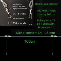 Fishing Gear Sea Fishing Row Hook Longline Handle Boat Fishing Row Line Bottom Hook Tandem Hook Set
