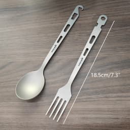 3-in-1 Titanium Ultra-Light Cutlery Set Multifunctional Portable Food Topper Cutlery with Beer Open Design Titanium Spoon