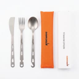 3-in-1 Titanium Ultra-Light Cutlery Set Multifunctional Portable Food Topper Cutlery with Beer Open Design Titanium Spoon